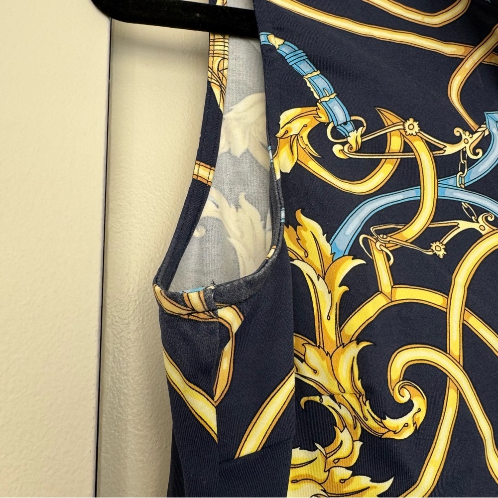 J. Mclaughlin Patterned Quarter Zip Blouse Navy B… - image 5